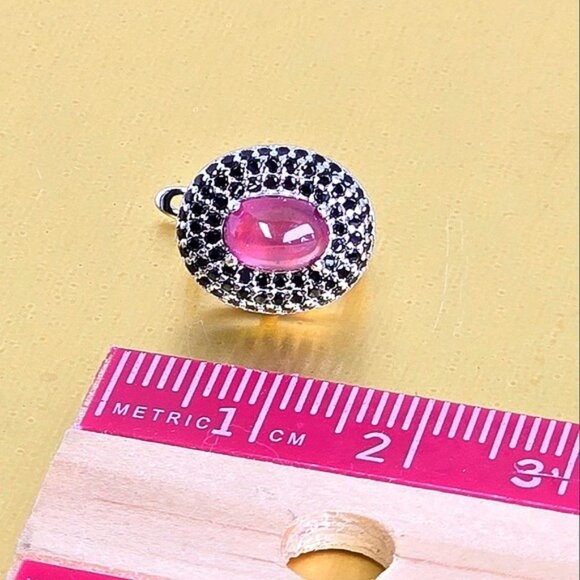 925 Sterling Silver Earrings with Natural Ruby 7x5mm & Spinel Gemstone - Picture 6 of 7